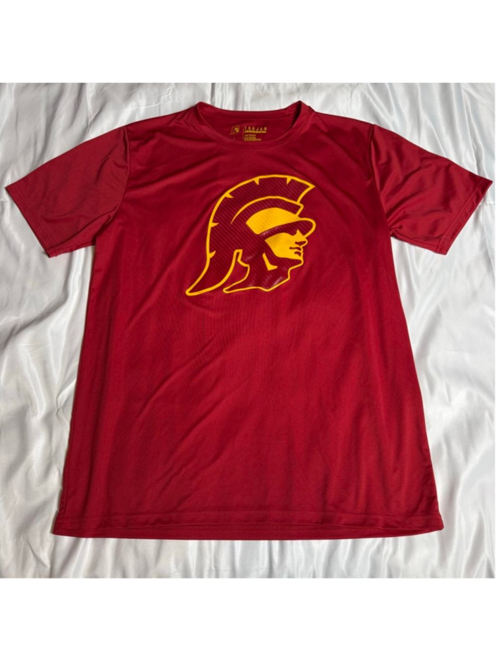 Men's Trojan Apparel Red Yellow Short Sleeve Tee L